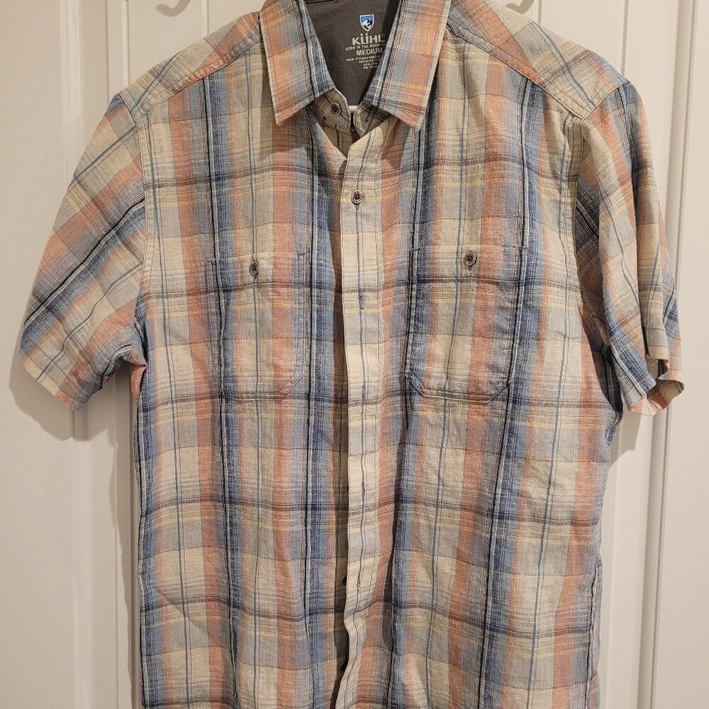 Kuhl Mens Shirt Plaid Button Up Short Sleeve Medium